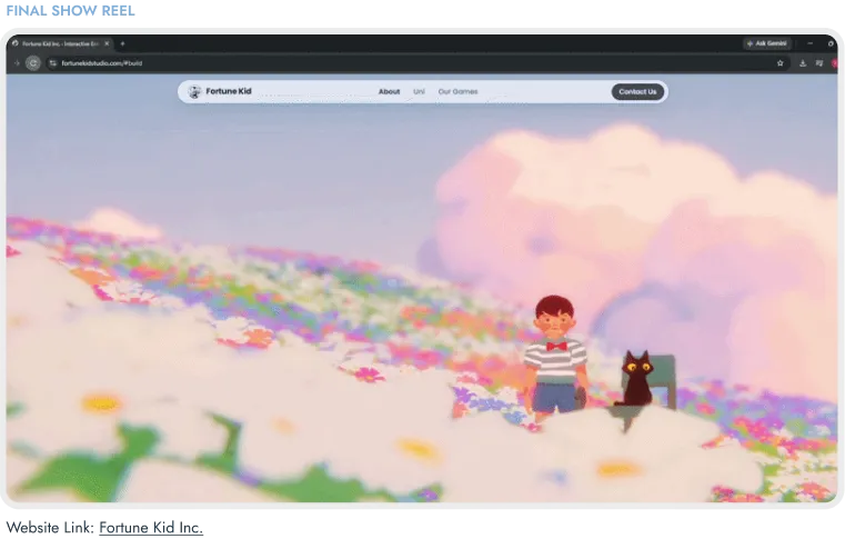 Fortune Kid studio website landing page