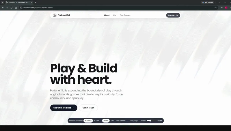 Studio landing page before iteration
