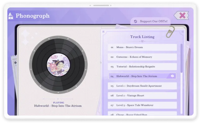 AI2U phonograph screen shown on a desktop screen