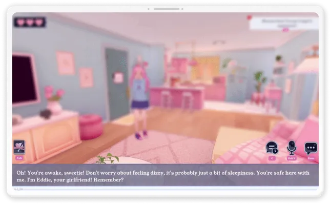 AI2U chat with voice and text input shown on a desktop screen