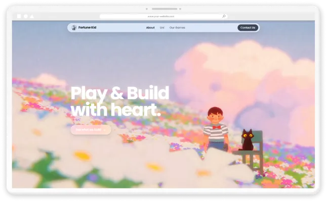 Fortune Kid studio website shown on a desktop screen